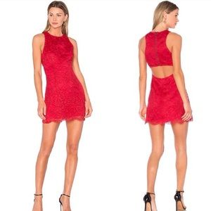 NBD red lace bodycon dress